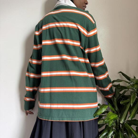 Vintage gorpcore long sleeve quarter button pullover striped shirt L - Picture 4 of 4